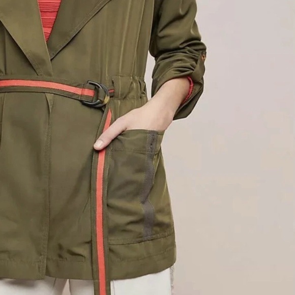 Anthropologie Gisborne Anorak Olive Green Safari Jacket Women’s Size Medium - Picture 3 of 12